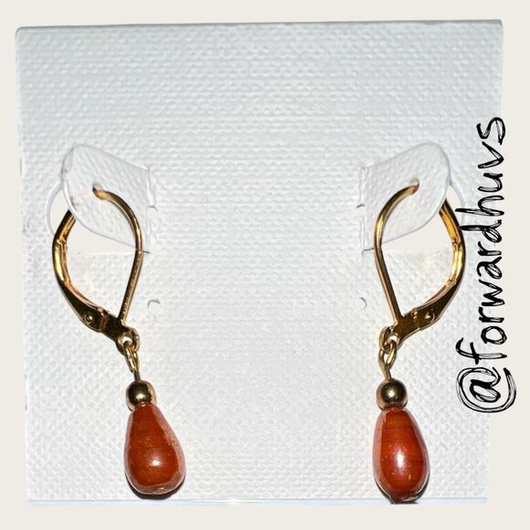 Bundle Sale 3 for $15 | Hand Crafted Teardrop Earrings – Reddish-Brown Beads - Picture 3 of 6